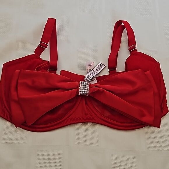 Victoria's Secret Women's Underwire Push-Up Without Padding Bow Bra Red 34DDD - Picture 11 of 16